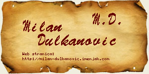 Milan Dulkanović vizit kartica